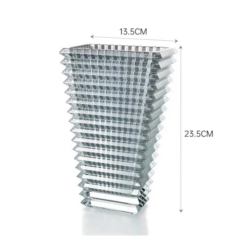 Embossed Wide Mouth Vase, Square Flower Vase Plant Pot Tabletop Decorative 3 Size