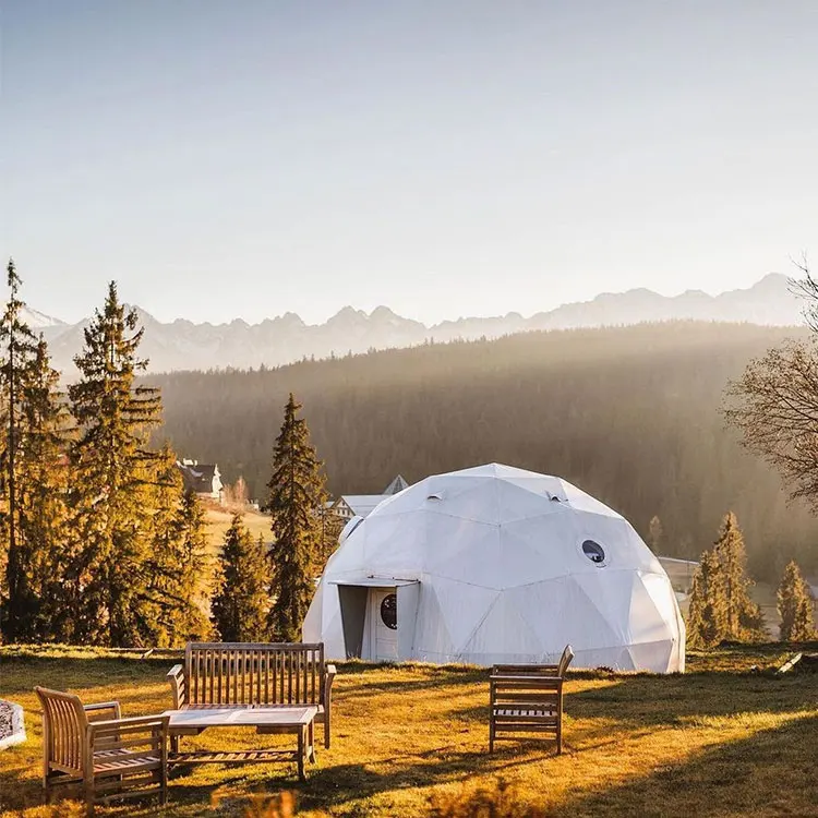 15 10 8m High Quality Luxury Geodesic Dome Hotel Family Camping Tent with waterproof and insulation layer uv and wind resistance