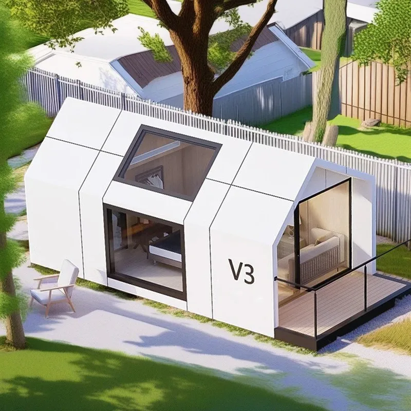 Capsule container sunroom foldable homes houses mobile modular other portable prefab prefabricated ready ship tiny to trailer