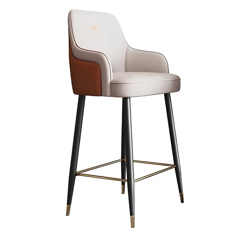 Modern high-end Nordic solid wood bar chairs high stools modern simple luxurious backrest Bentley bar chairs for home use