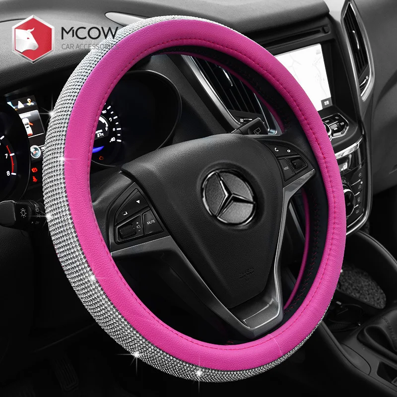 
Factory Wholesale Supplier Car Accessories Fashion Luxury Bling Diamond Universal Auto Car Steering Wheel Cover For Amazon Ebay 