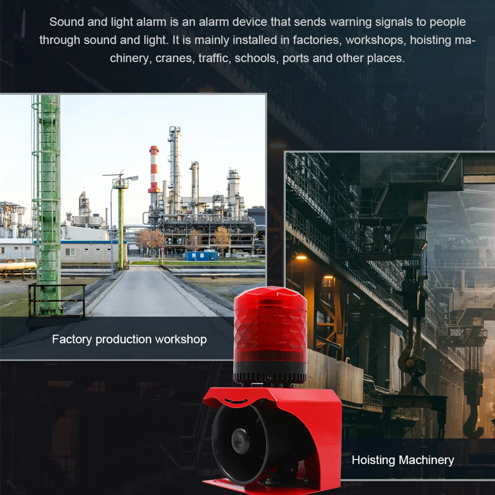 Remote Control Outdoor IP65 120db Waterproof Loud Alarm Siren LED Flash Voice Security Alarm for Factory Dock Operation Warning