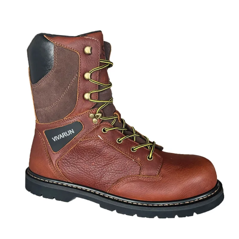 Goodyear welted construction Factory waterproof labor protection steel toe anti smashing shoes cowhide Martin outdoor work shoes