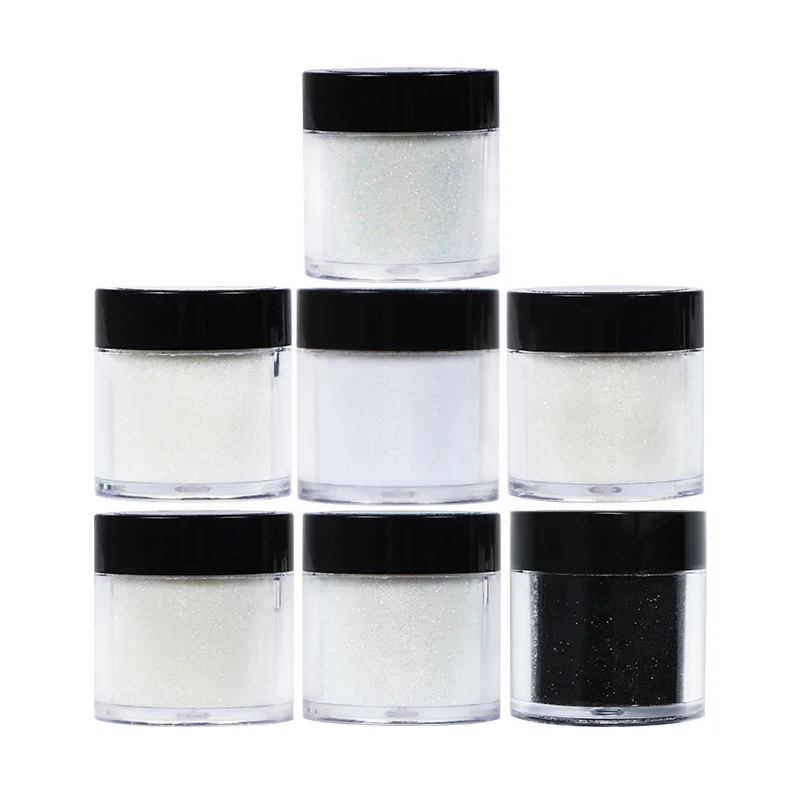 10ml/jar Nail Art Clear Glitter Powder 7 Colors Nails Decoration Nail Powder