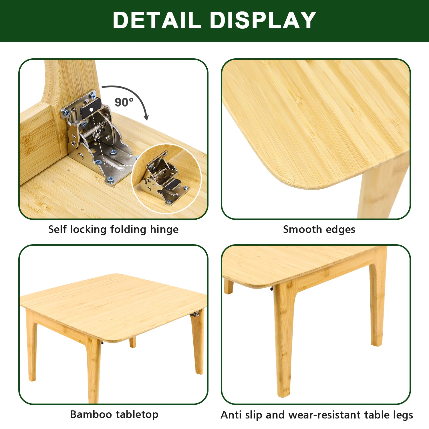 GL Home Office Foldable Bamboo Customized Dining Tea Table High Quality Coffee Computer Table Best For Dinning Room