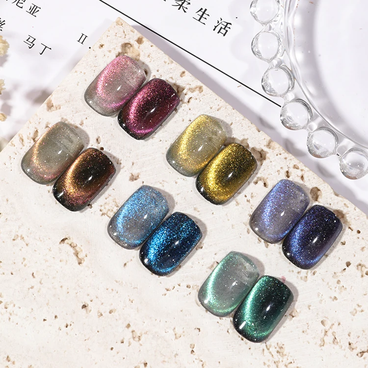 ZRKGEL 15ml 6colors Newest soak off UV/LED uv gel cat eye gel private label long lasting Wholesale magnetic gel set for salon