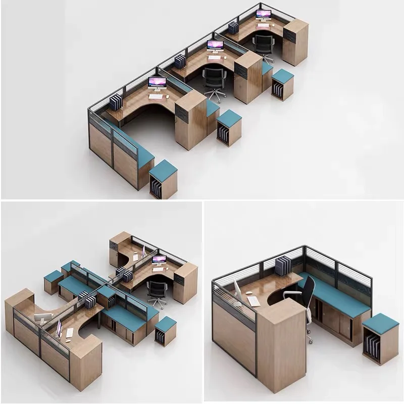 Cubicle desk for office workstation with rest bed 1/2/3/4/6 person wooden office staff workstation desk