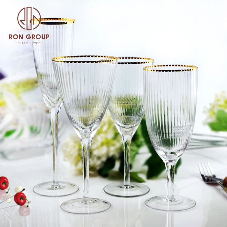 Hot Sale New Design Cheap Lead Free Gold Rim Silver Vintage Unique Long Stem Red Wine Glass Cups for Wedding Gift Party Banquet