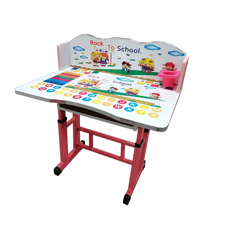 Wholesale Modern School Furniture Plastic Height Adjustable Kids Study Table and Chair Set Reading Table for Kids Children 15mm