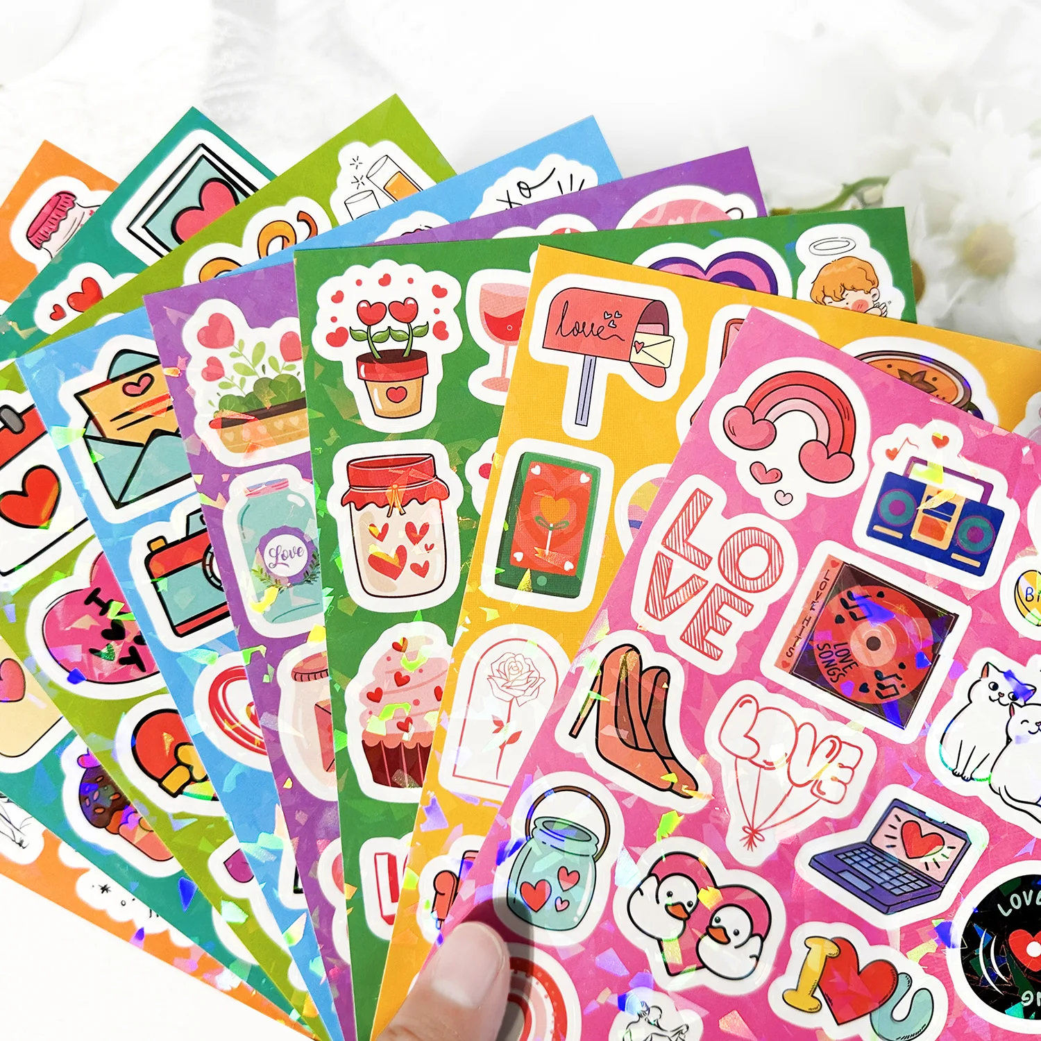 Custom Kiss Cut Sticker Sheets Printing logo  Personalized Self Adhesive Decorative Vinyl For Kids cartoon Pack Sticker