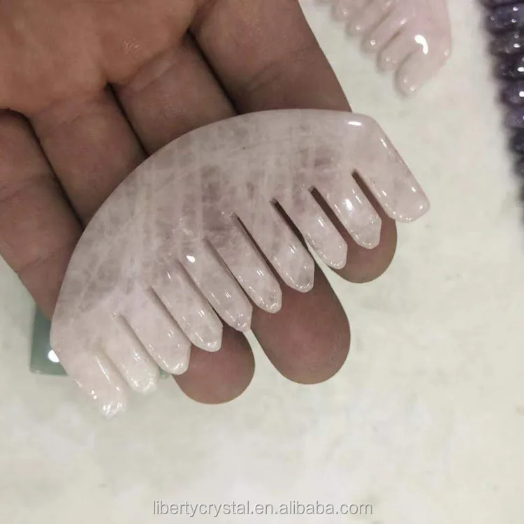 Natural Green Aventurine/Rose Quartz/Dream Amethyst Scalp Massager Crystal Healing Stone Hair Comb