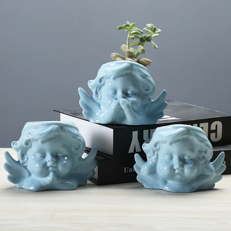 Ceramic Cherub Angel Decorative Flower Pots for Indoor