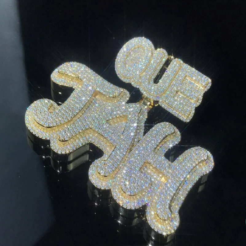 Luxury Custom Necklace Letter Name Pendant Sterling Silver 925 Vvs Moissanite Hip Hop Jewelry Iced Out Diamond Pendant