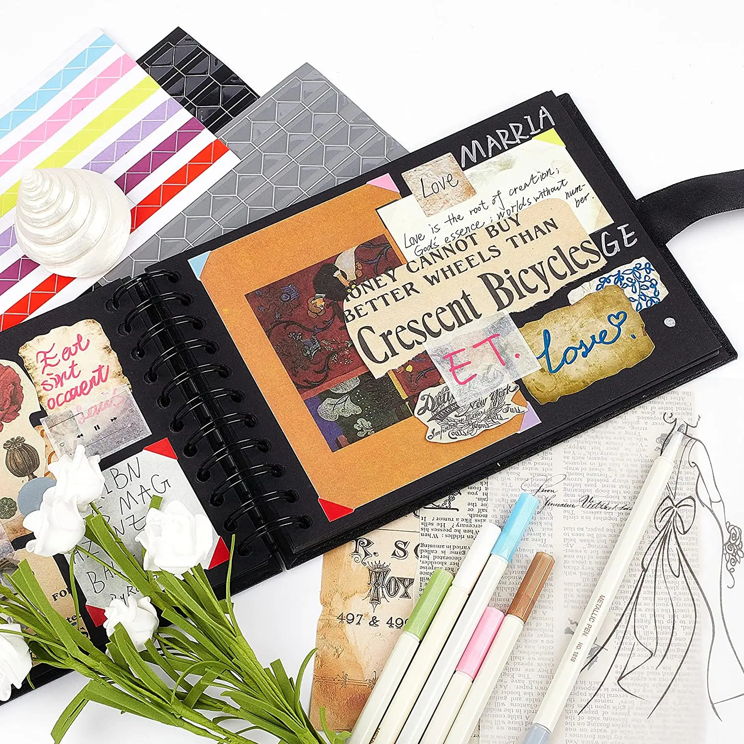 DIY Hard Cover Scrapbook Photo Album Colorful Stickers Scrapbooking