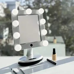 LED Variable 3 Color Lighted Dual-Sided 5X/1X Magnification Bluetooth Vanity Beauty Makeup Hollywood-Style Mirror