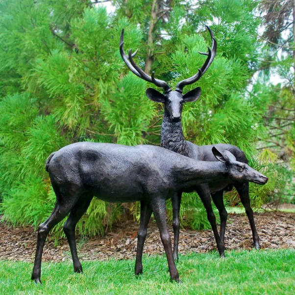 
Modern outdoor life size garden decoration cast bronze brass deer statue sculptures for sale 