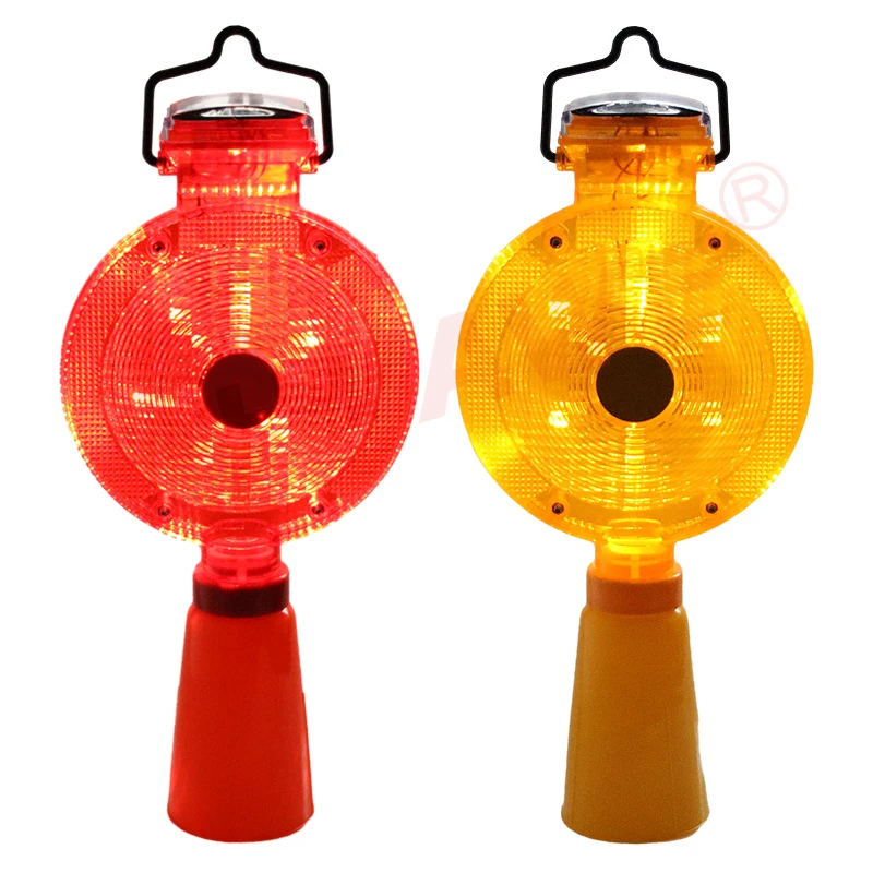 Rechargeable Solar Traffic Red Yellow warning lights LED traffic Strobe road warning cone light
