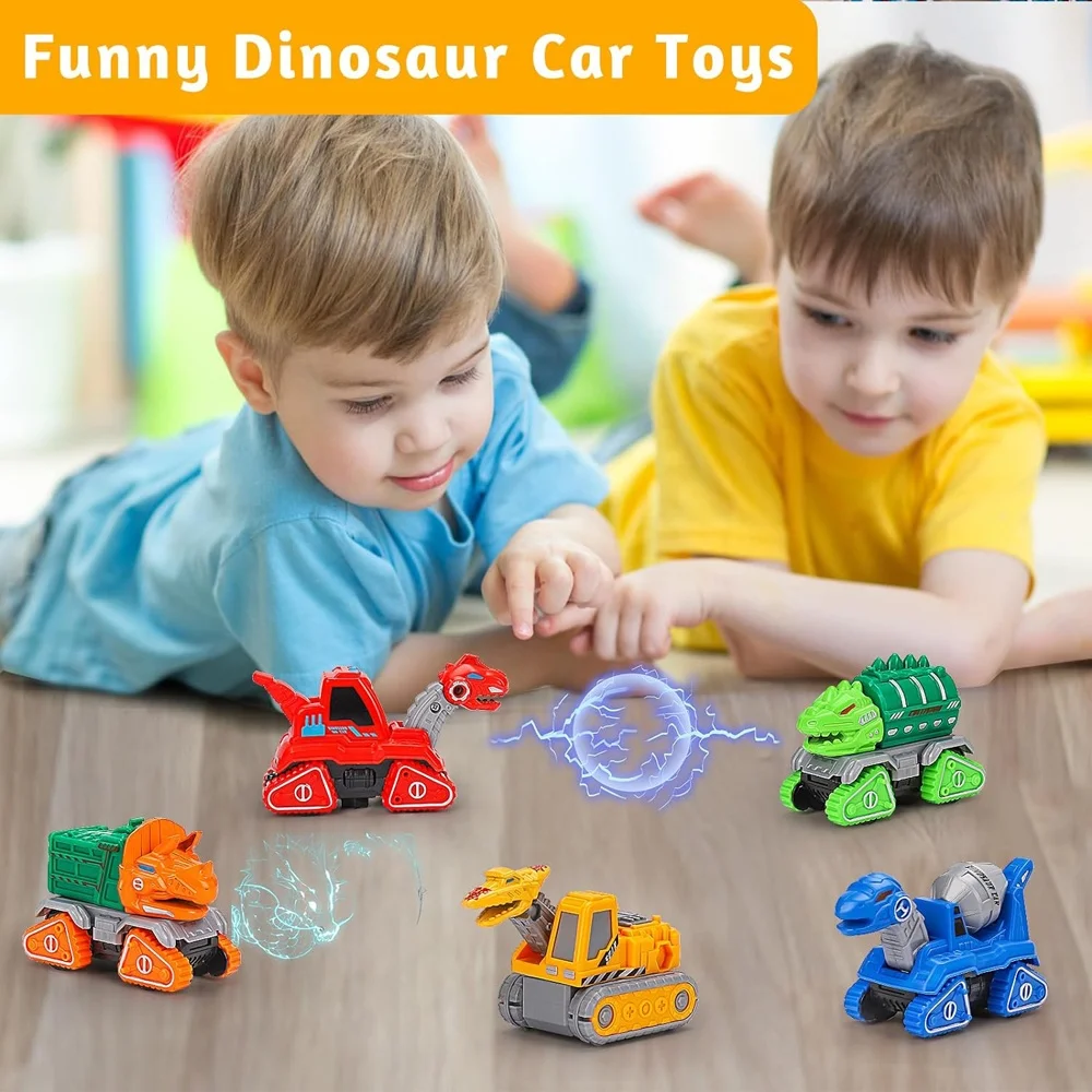 5 in 1 alloy deformation robot toy dinosaur engineering vehicle action figure construction transforming dino robot cars for kids
