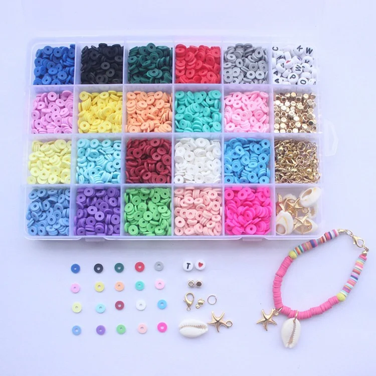 5000 Pcs 6mm Round Flat Polymer Clay spacer Beads for Jewelry Making Bracelets Necklace Earring DIY Craft Kit
