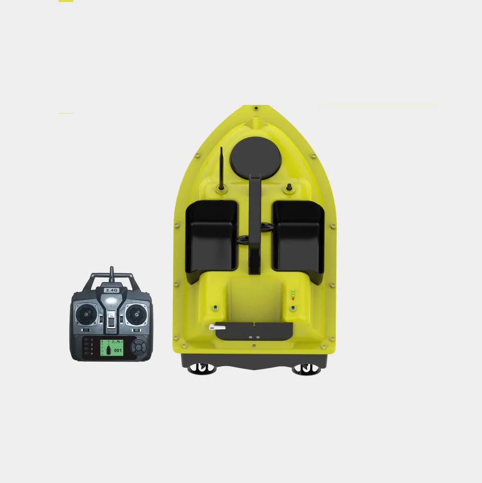 Yellow Three Hoppers Smart Gps Cruise Control Fishing Bait Boat With Fish Finder And Gps