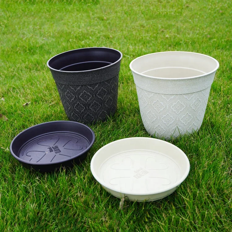 Круглый горшок для растений, пластиковый поднос с блюдцем для белых цветов, 14, 15, 18, 20, 24 см, 5, 6, 8, 9 дюймов