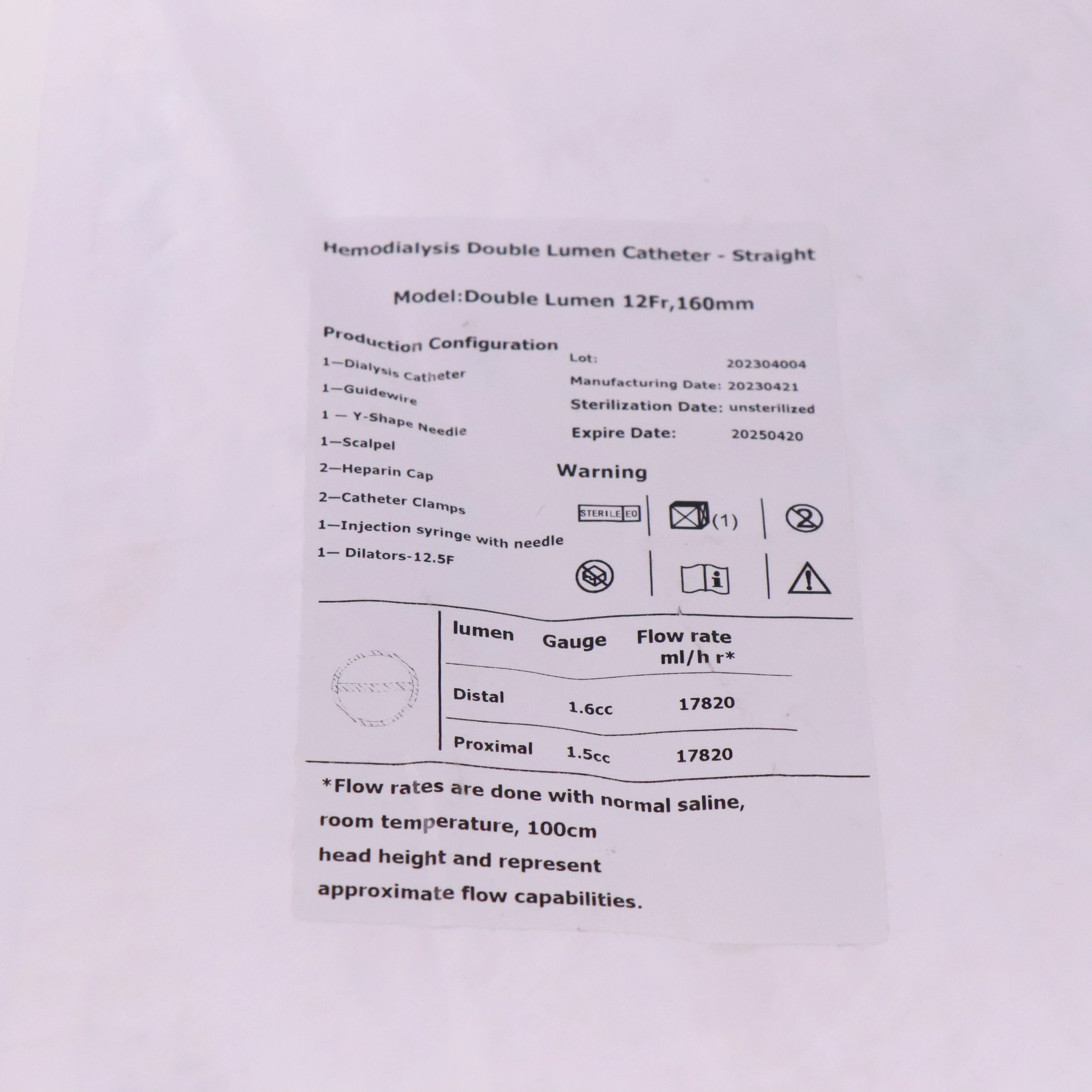 Medical Disposable Double Lumen Hemodialysis Dialysis Catheter Kit Set for Blood Purification