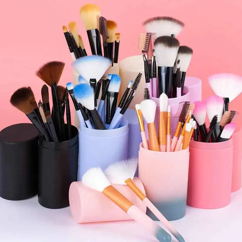 Hot Selling 12pcs Make Up Brushes Custom Eyeshadow Concealer Brush Make Up Brush Sets With Pu Leather Bag