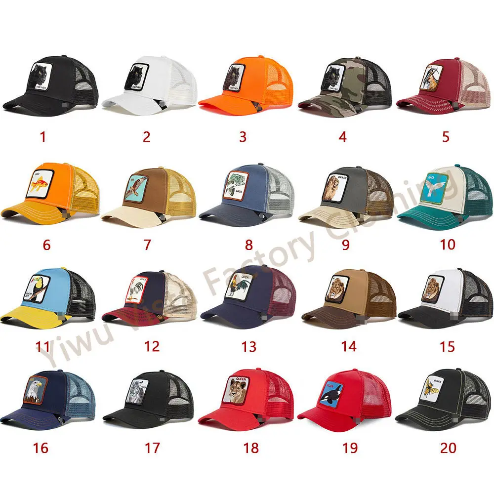 Amazon Hot Unisex Animal Custom Embroidery Snapback hats 5 Panel Cartoon Mesh Anime Baseball cap Trucker Hat