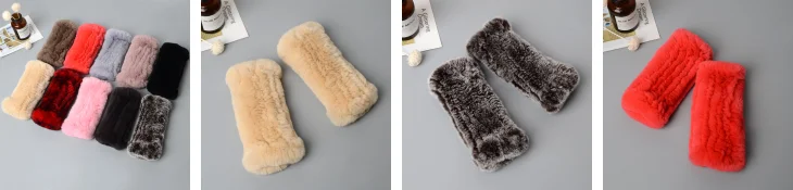 Knit Fur Hand Warmer Mittens