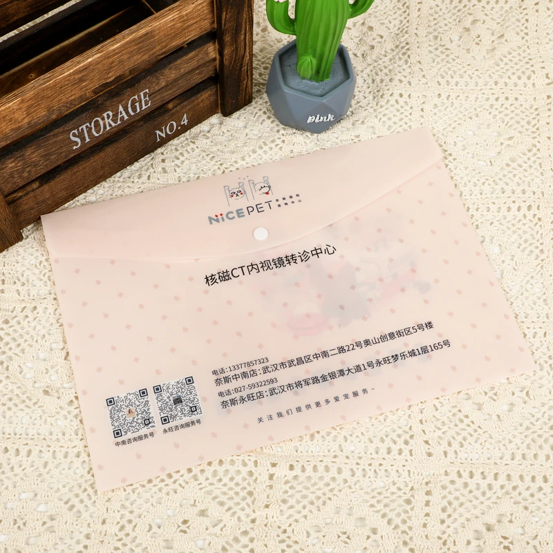 Factory Waterproof Clear Button Envelope Bag A4 Snap Button File Folder PP Plastic Document Folder