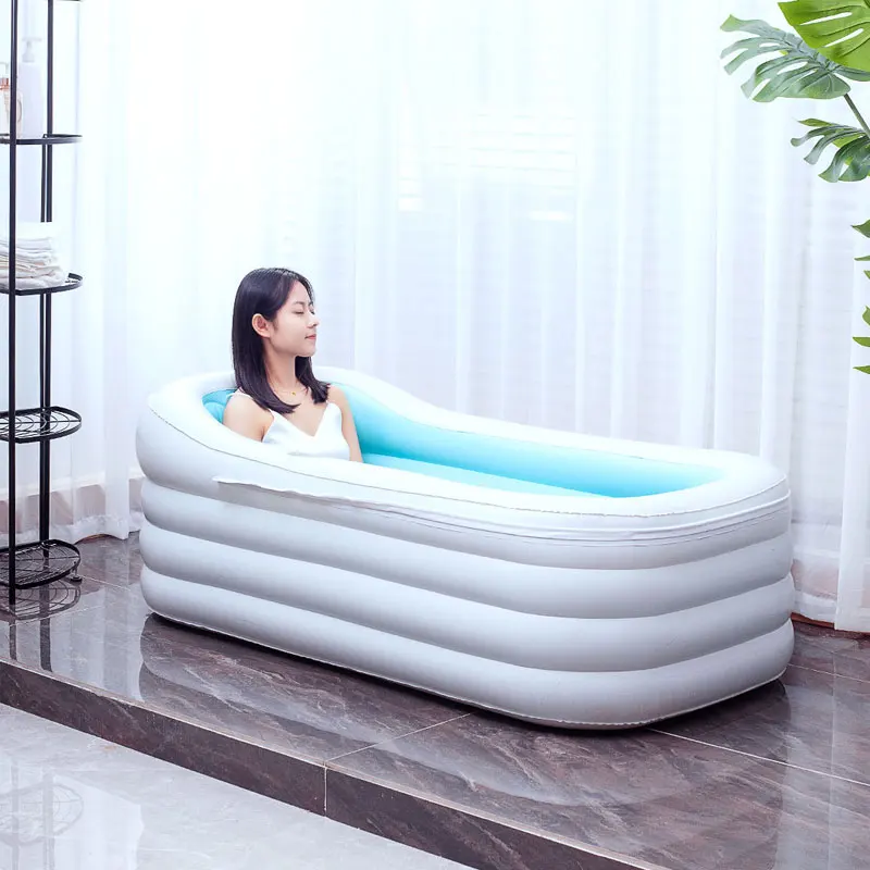 150*80cm Inflatable Adult Bathtub Summer Spa Bath Tub Cold Water Household Portable Foldable Large Full Body Bath Barrel