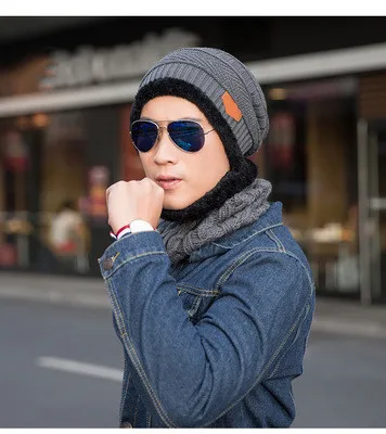 Wholesale Thick Fleece Winter Warm Knitted Hat Beanie Hat Scarf Set for Women and Men
