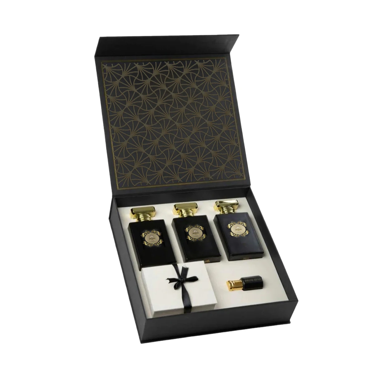 Matte black magnetic folding box  perfume Magnetic gift box and perfume packaging box