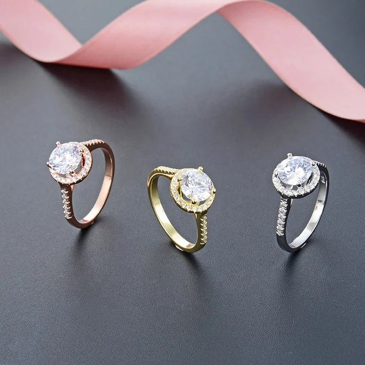 POLIVA Jewelry Women Engagement Wedding Rings Round Brilliant Cubic Zirconia Cz Sterling 925 Silver Zircon Round Cut PRS1429-7M