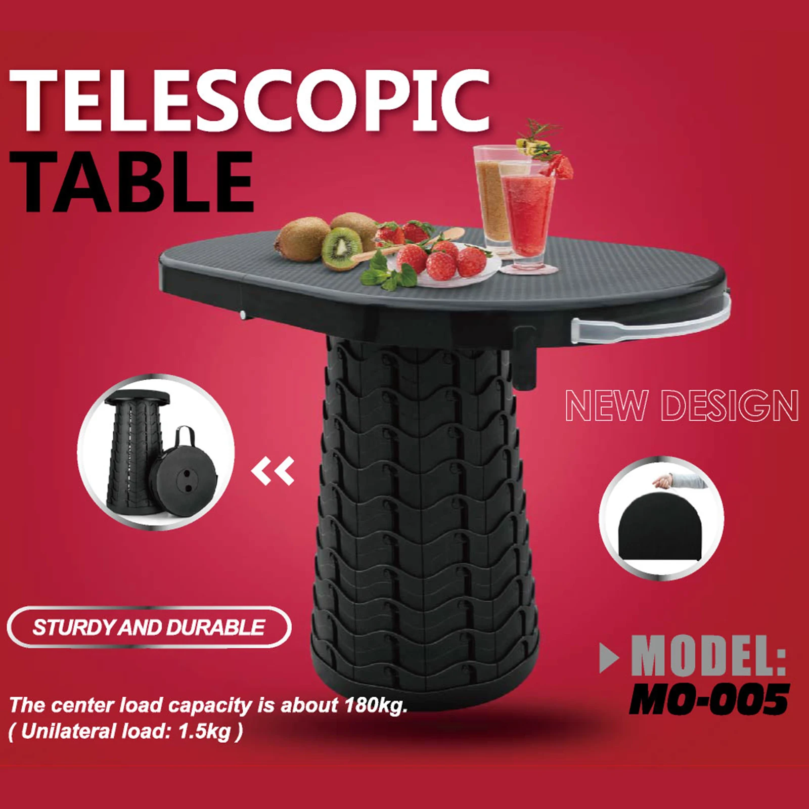 Latest  Retractable camping tables foldable telescopic portable plastic camping fishing garden table