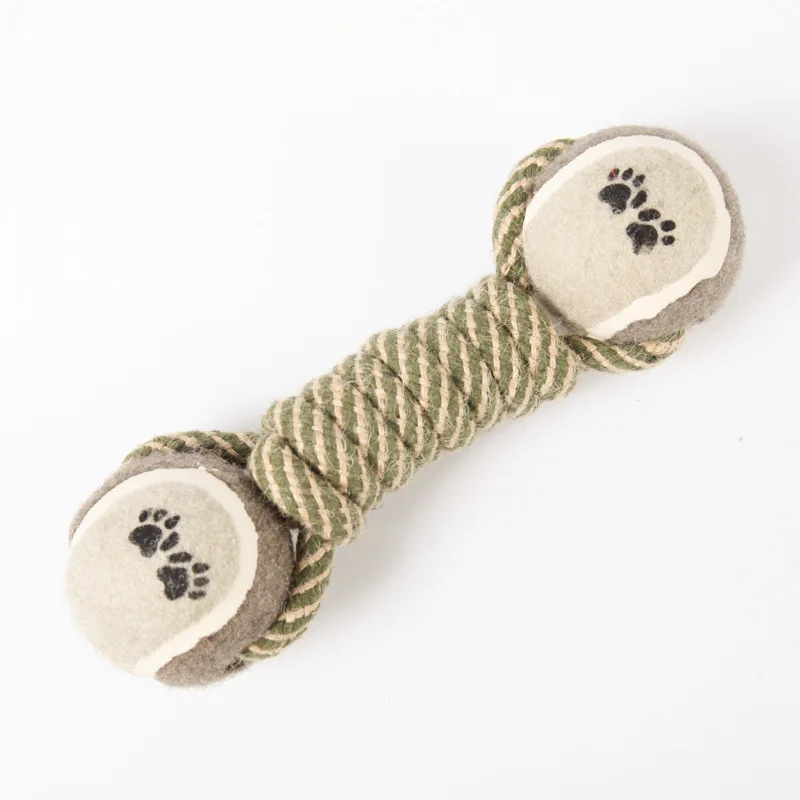 Pet Rope Toy Dumbbell Hemp Rope Ball Dog Toy Chew Tennis Dog Toys