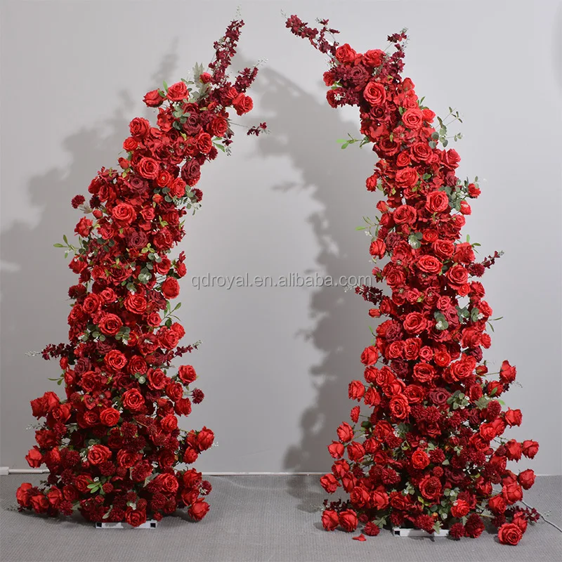 Colorful Silk Flower Wedding Background Wall Simulation Flower Stage Props Backdrop Flower Decor Wedding Floral Garden Arch