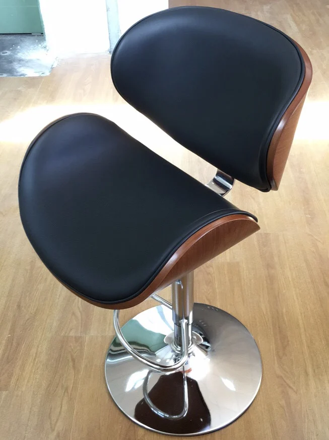 Mecco office chair bar stool height adjustable pod use leather wood chair