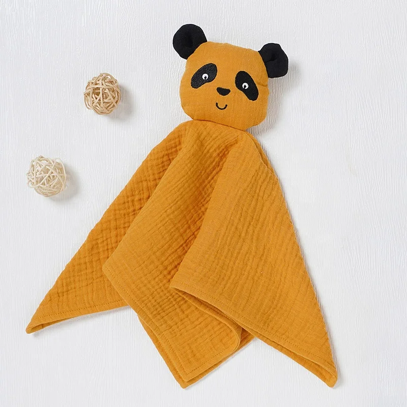 Wholesale CE Certificate Organic Cotton Muslin Panda Lovey Blanket For Baby