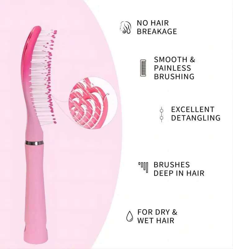 Customized plastic love comb for curly hair scalp massage comb wide tooth plastic hollow hair brush hair comb