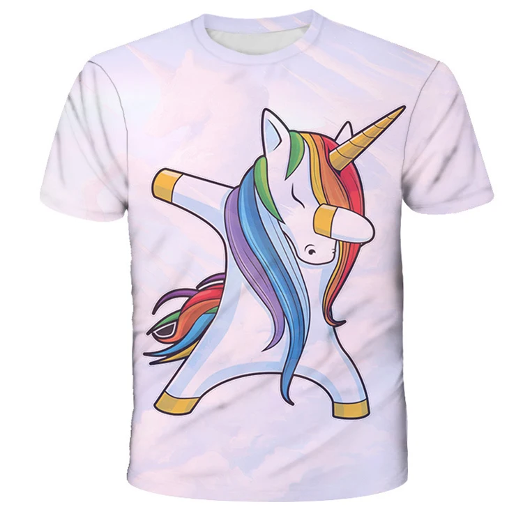 Summer Kids Clothing Cheap Boy Short Sleeve T-shirts With Unicorn For girls