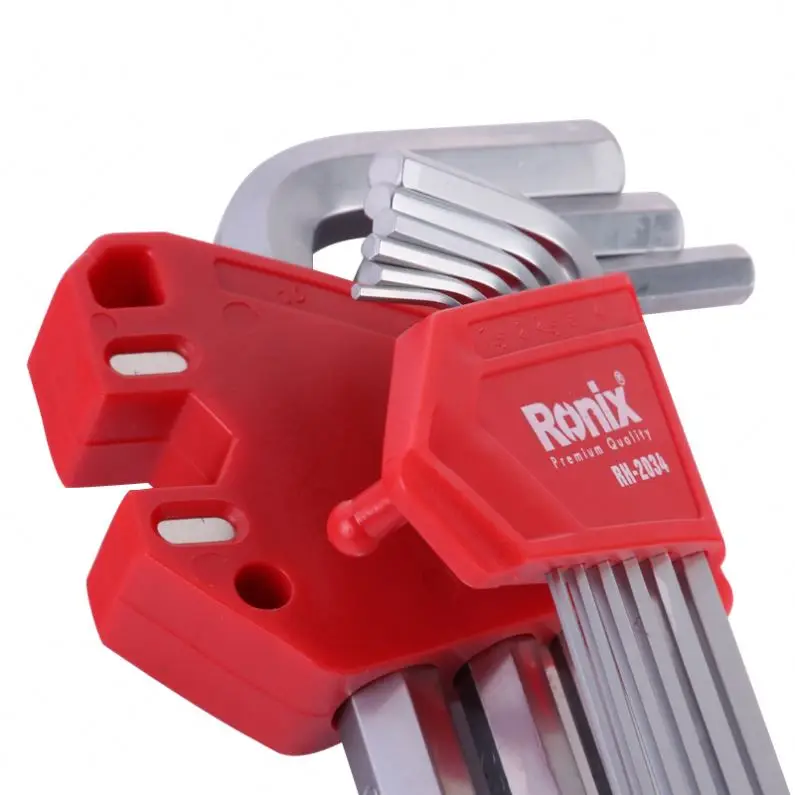 Ronix Magnetic Hex Key 9 Pcs RH-2034 1.5-10mm Folding Torx Hex Key Stainless Steel Hex wrench long Handle magnetic