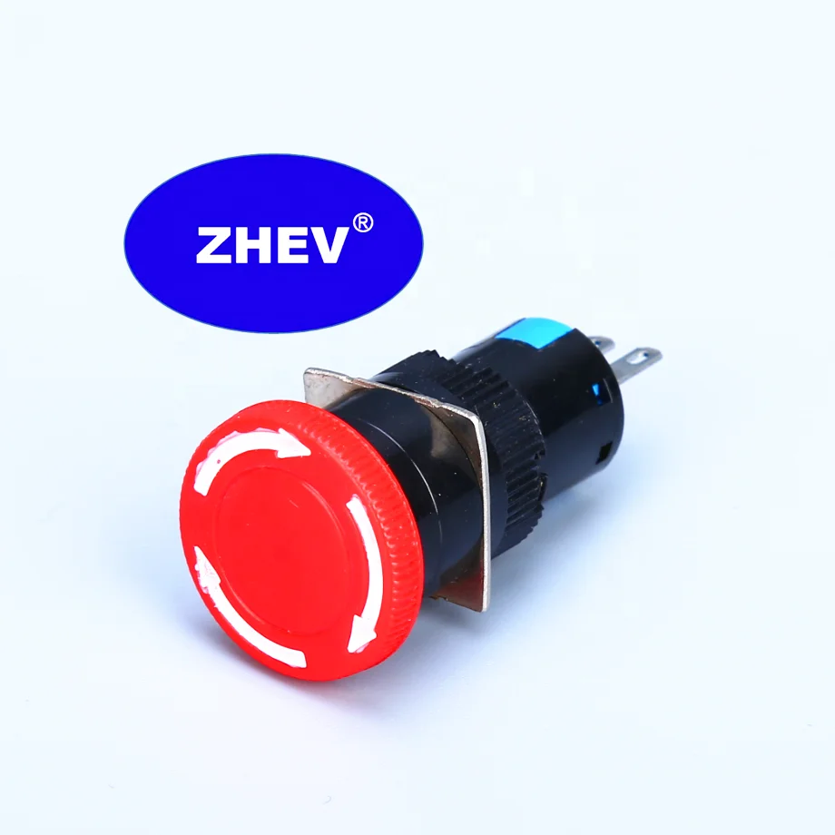 Red Emergence Stop Mushroom Push Switch With Round Rotary Button