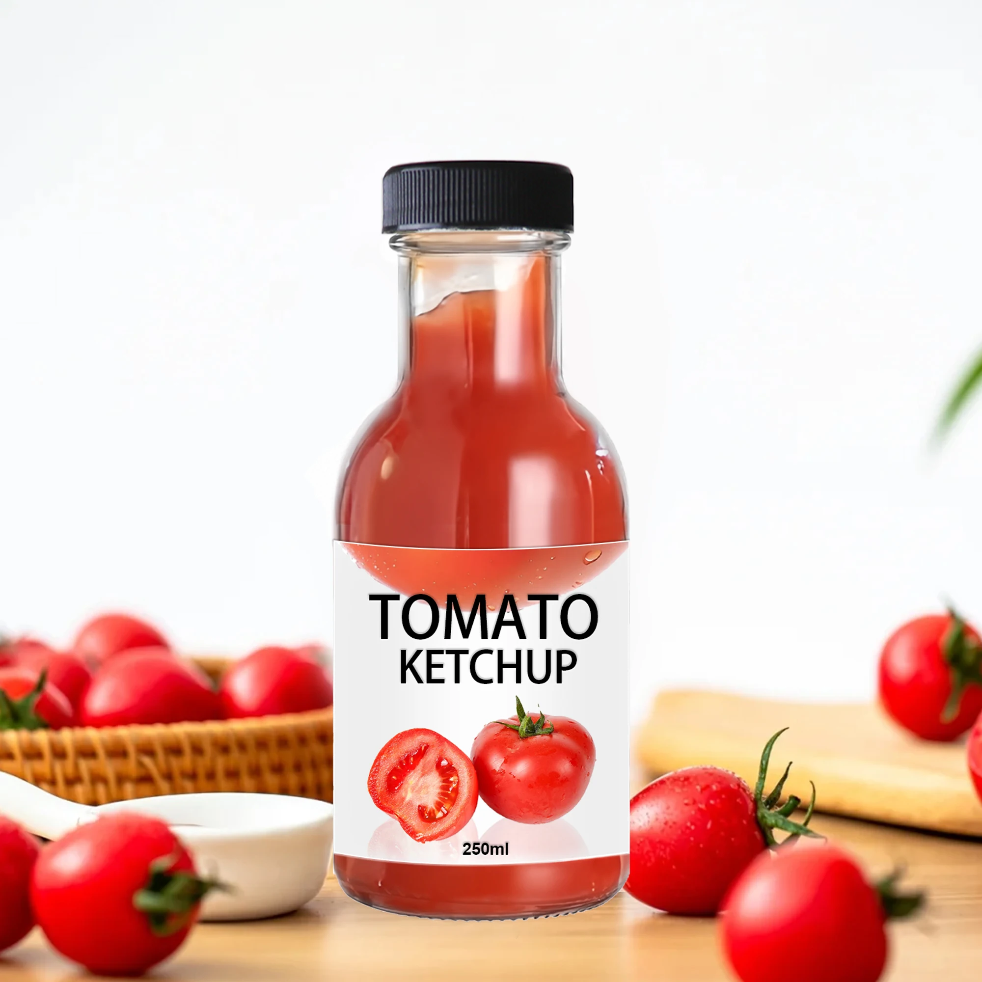 Empty 250ml 350ml Glass Sauce Bottle Hot oil red sauce salad dressing Chili ketchup mustard creamy sauce Bottle
