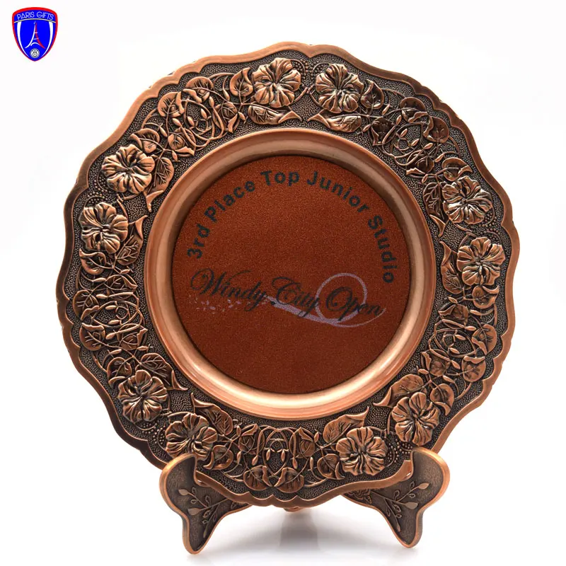Custom Plate Gold Silver bronze Antique color Souvenirs Metal Plate commemorative plate
