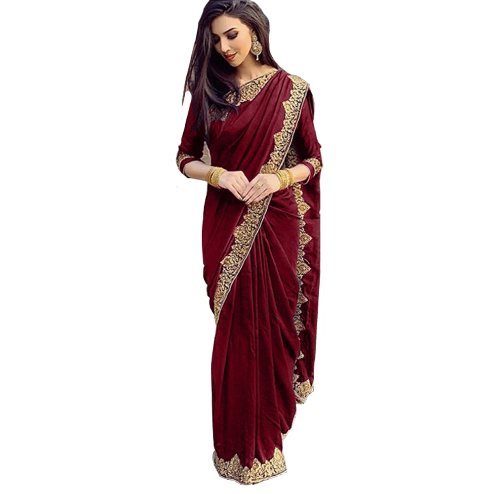 
2021 Indian Dress Women Islam Traditional Plus Size Lace Indian Saree Decoration Elegant Dress 