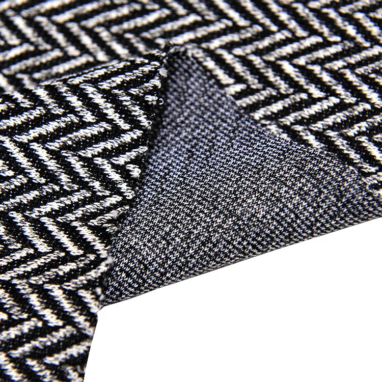 
Yarn dyed knitted fabric herringbone jacquard pattern for garment textile 