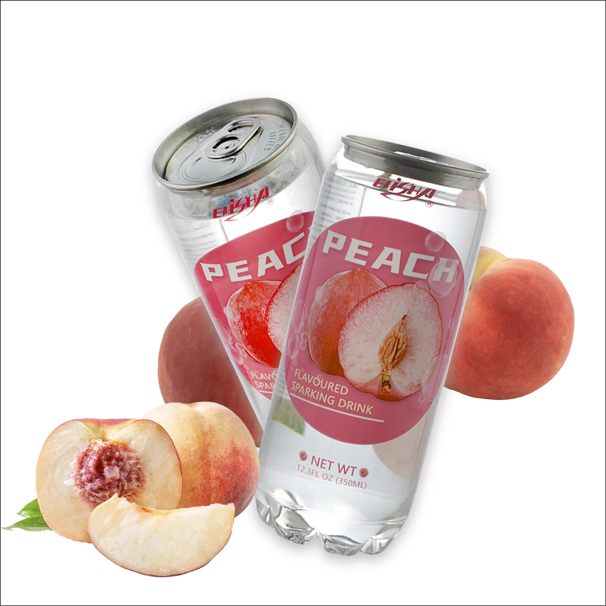 Asia Manufacturer Soft Drink 350ml Pet Can peach Fruit Flavor Soda Drink