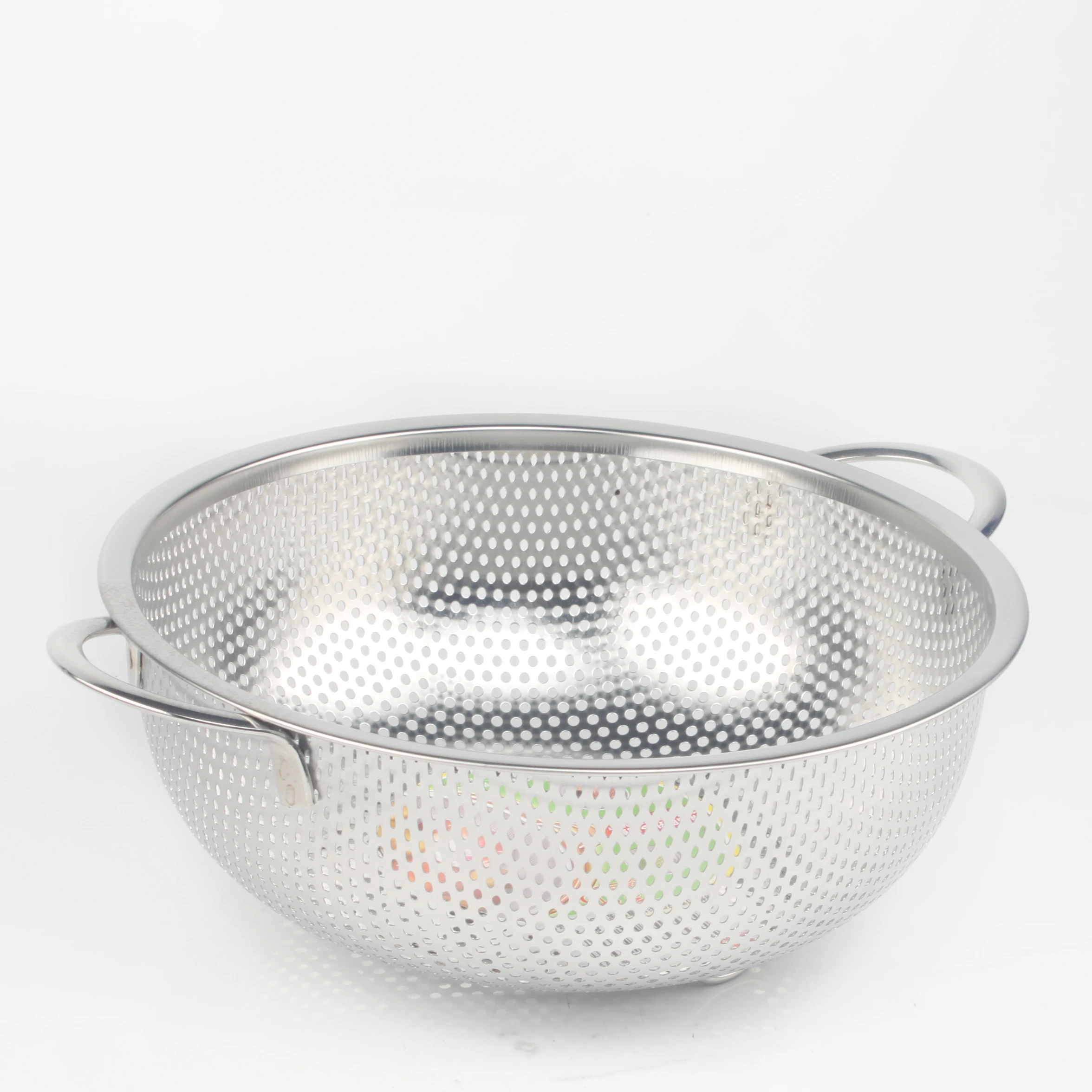 Stainless Steel New Punching Basket Micro Perforated Rice Small Fine Mesh Strainer Over The Kitchen Sink Washing Bowl Colander