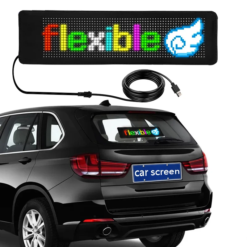 Mini LED Sign 5V USB Scrolling LED Sign Bluetooth APP Control DIY Text Pattern Flexible LED Sign For Concert Store Party Car